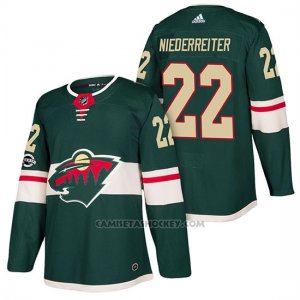 Camiseta Nino Minnesota Wild Nino Niederreiter 2018 Autentico Home Verde