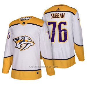 Camiseta Hockey Hombre Autentico Nashville Predators 76 P.k. Subban Away 2018 Blanco