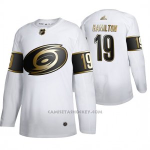 Camiseta Hockey Carolina Hurricanes Dougie Hamilton Golden Edition Autentico Blanco