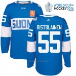 Camiseta Hockey Finlandia Rasmus Ristolainen 55 Premier 2016 World Cup Azul