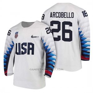 Camiseta USA Team Hockey 2018 Olympic Mark Arcobello 2018 Olympic Blanco