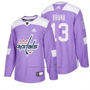 Camiseta Washington Capitals Jakub Vrana Hockey Fights Cancer Violeta