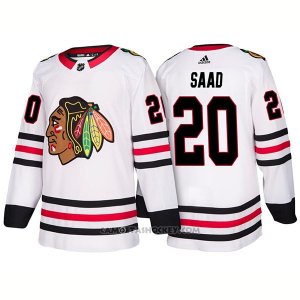 Camiseta Hockey Hombre Male Blackhawks 20 Brandon Saad Away 2018 Blanco