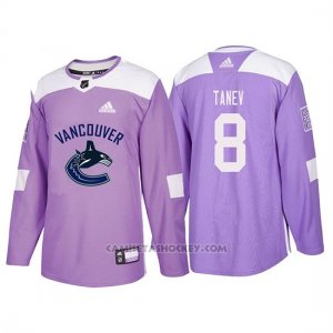 Camiseta Vancouver Canucks Christopher Tanev Hockey Fights Cancer Violeta