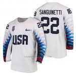 Camiseta USA Team Hockey 2018 Olympic Bobby Sanguinetti 2018 Olympic Blanco
