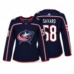 Camiseta Hockey Mujer Columbus Blue Jackets 58 David Savard Azul Autentico Jugador