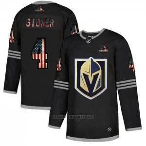 Camiseta Hockey Vegas Golden Knights Clayton Stoner 2020 USA Flag Negro