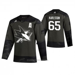 Camiseta Hockey San Jose Sharks Erik Karlsson 2019 Veterans Day Camuflaje