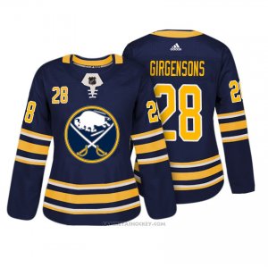 Camiseta Hockey Mujer Buffalo Sabres 28 Zemgus Girgensons Azul Autentico Jugador