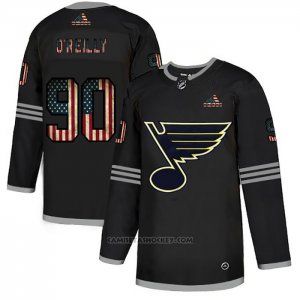 Camiseta Hockey St. Louis Blues Ryan O'reilly 2020 USA Flag Negro
