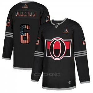Camiseta Hockey Ottawa Senators Chris Wideman 2020 USA Flag Negro