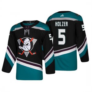 Camiseta Anaheim Ducks Korbinian Holzer Alternato 25th Aniversario Adidas Autentico Negro
