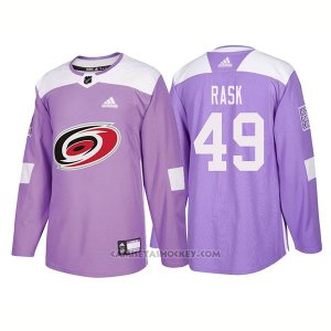 Camiseta Hockey Hombre Autentico Carolina Hurricanes 49 Victor Rask Hockey Fights Cancer 2018 Violeta