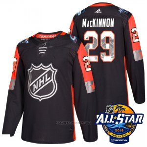 Camiseta Hockey Hombre Colorado Avalanche 29 Nathan Mackinnon Negro 2018 All Star Autentico
