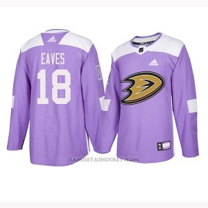 Camiseta Hockey Hombre Anaheim Ducks 18 Patrick Eaves Violeta