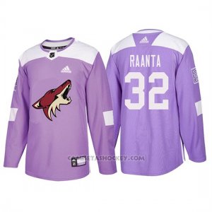 Camiseta Arizona Coyotes Antti Raanta Hockey Fights Cancer Violeta