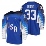 Camiseta USA Team Hockey 2018 Olympic David Leggio Blue 2018 Olympic
