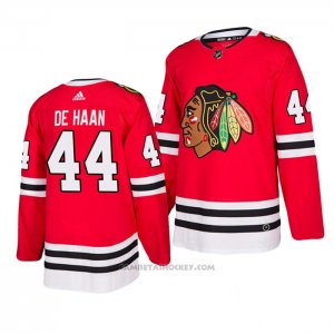 Camiseta Hockey Chicago Blackhawks 44 Calvin De Haan 2019-20 Primera Autentico Rojo