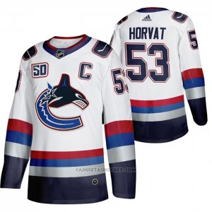 Camiseta Hockey Vancouver Canucks Bo Horvat 50 Aniversario Vintage Blanco