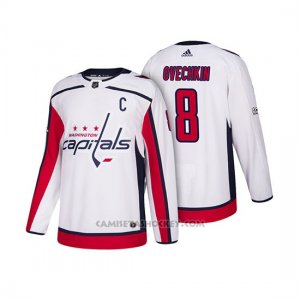 Camiseta Washington Capitals Alex Ovechkin 2018 Season Centennial Patch Team Road Blanco