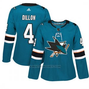 Camiseta Mujer Sharks 4 Brenden Dillon Teal Adizero Jugador Home