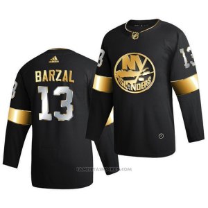 Camiseta Hockey New York Islanders Mathew Barzal Golden Edition Limited Autentico 2020-21 Negro