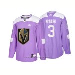 Camiseta Hockey Hombre Autentico Vegas Golden Knights 3 Brayden Mcnabb Hockey Fights Cancer 2018 Violeta