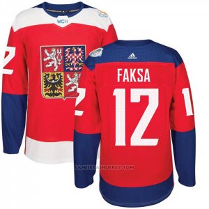 Camiseta Hockey Republica Checa Radek Faksa 12 Premier 2016 World Cup Rojo