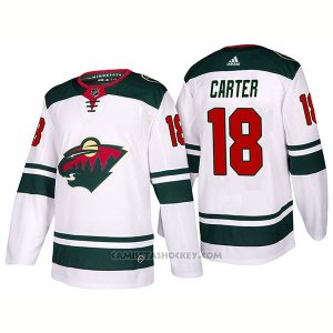 Camiseta Hockey Hombre Minnesota Wild 18 Ryan Carter Away 2017-2018 Blanco