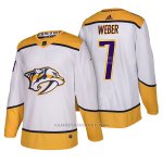 Camiseta Hockey Hombre Autentico Nashville Predators 7 Yannick Weber Away 2018 Blanco