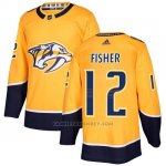 Camiseta Hockey Hombre Nashville Predators 12 Mike Fisher Amarillo Home Autentico Stitched