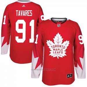 Camiseta Hockey Toronto Maple Leafs 91 John Tavares Canada Autentico Rojo