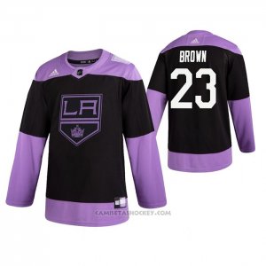 Camiseta Hockey Los Angeles Kings Dustin Brown 2019 Fights Cancer Negro