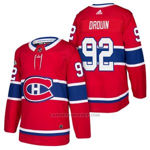 Camiseta Hockey Hombre Autentico Montreal Canadiens 92 Jonathan Drouin Home 2018 Rojo