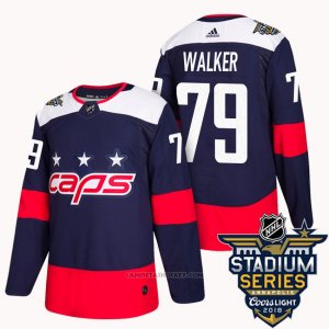 Camiseta Hockey Hombre Washington Capitals 79 Nathan Walker Azul 2018 Stadium Series Autentico