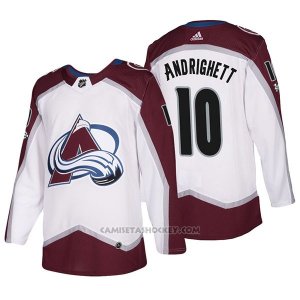 Camiseta Hockey Hombre Colorado Avalanche 10 Sven Andrighetto 2018 Blanco