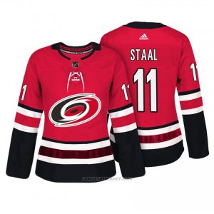 Camiseta Hockey Mujer Carolina Hurricanes 11 Jordan Staal Rojo Autentico Jugador