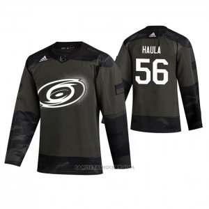 Camiseta Hockey Carolina Hurricanes Erik Haula 2019 Veterans Day Camuflaje