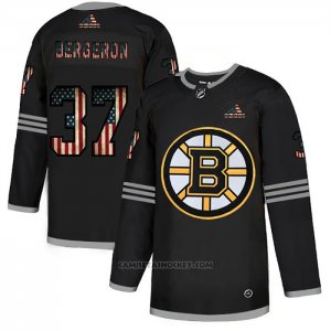 Camiseta Hockey Boston Bruins Patrice Bergeron 2020 USA Flag Negro