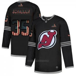 Camiseta Hockey New Jersey Devils Cory Schneider 2020 USA Flag Negro