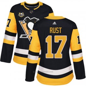 Camiseta Hockey Mujer Pittsburgh Penguins 17 Bryan Rust Negro 50 Anniversary Home Premier