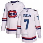 Camiseta Hockey Montreal Canadiens 7 Howie Morenz Autentico 2017 100 Classic Blanco