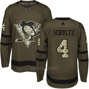 Camiseta Hockey Hombre Pittsburgh Penguins 4 Justin Schultz Salute To Service 2018 Verde