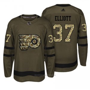 Camiseta Hockey Hombre Philadelphia Flyers 37 Brian Elliott Verde Camo