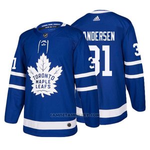 Camiseta Hockey Hombre Toronto Maple Leafs 31 Frederik Andersen Home 2017-2018 Azul