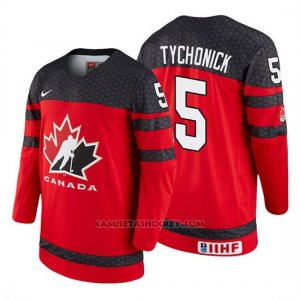 Camiseta Canada Team Jonathan Tychonick 2018 Iihf World Championship Jugador Rojo