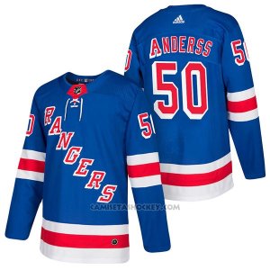 Camiseta Hockey Hombre Autentico New York Rangers 50 Lias Andersson Home 2018 Azul