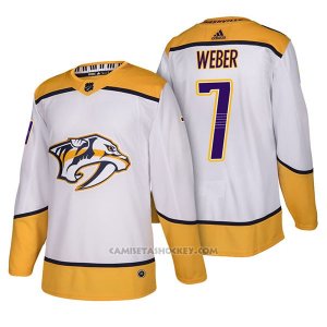 Camiseta Hockey Hombre Autentico Nashville Predators 7 Yannick Weber Away 2018 Blanco