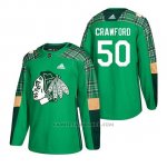 Camiseta Chicago Blackhawks Corey Crawford 2018 St. Patrick's Day Verde