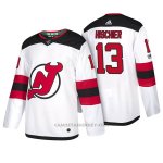 Camiseta Hockey Hombre New Jersey Devils 13 Nico Hischier 2018 Blanco